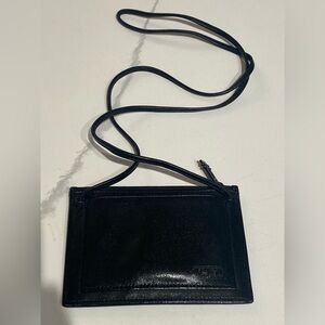 Tumi black leather ID Holder/neck strap
